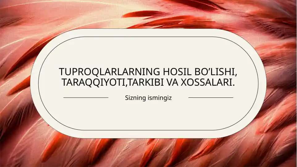 TUPROQLARLARNING HOSIL BO’LISHI, TARAQQIYOTI,TARKIBI VA XOSSALARI
