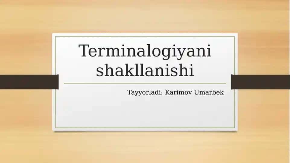 Terminologiyani shakllanishi