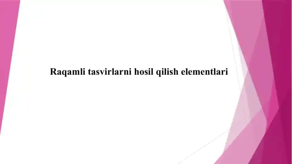 Tasvir Signallari Hosil Qilish Elementlari