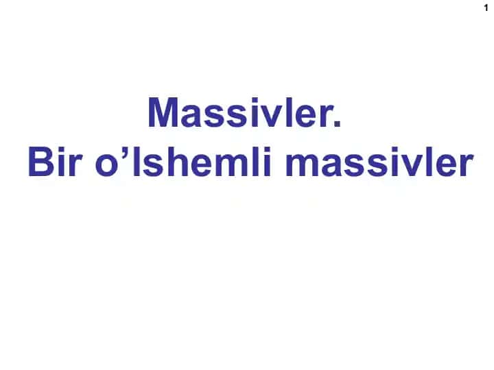 Massivlar