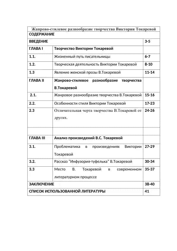 Курсовая работа «Жанрово-стилевое разнообразие творчества Виктории Токаревой»