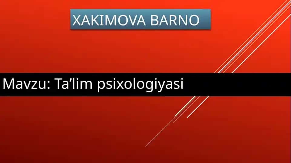 Ta’lim psixologiyasi