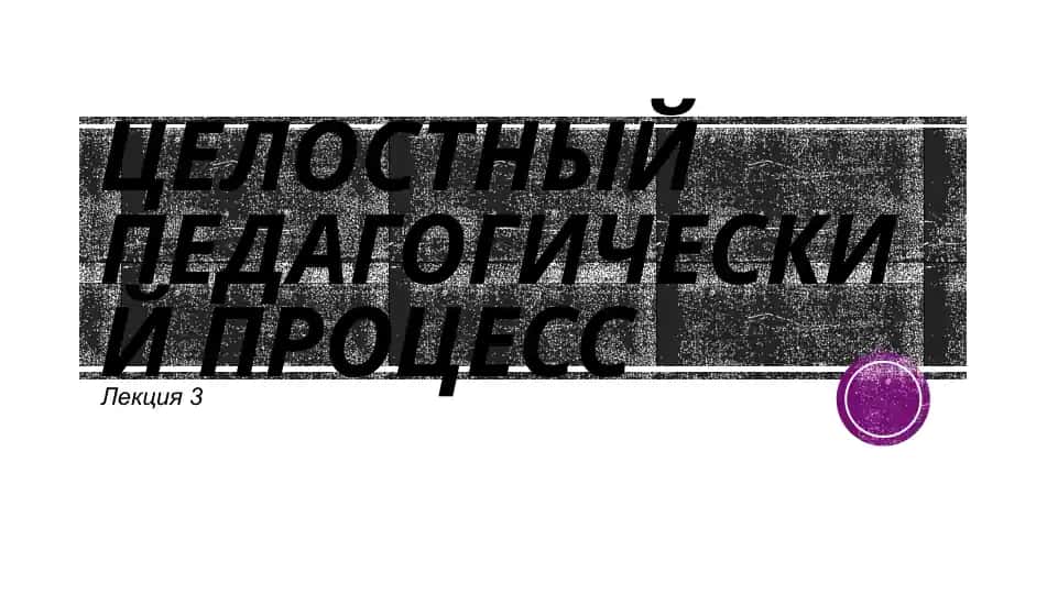 Целостный педагогический процесс