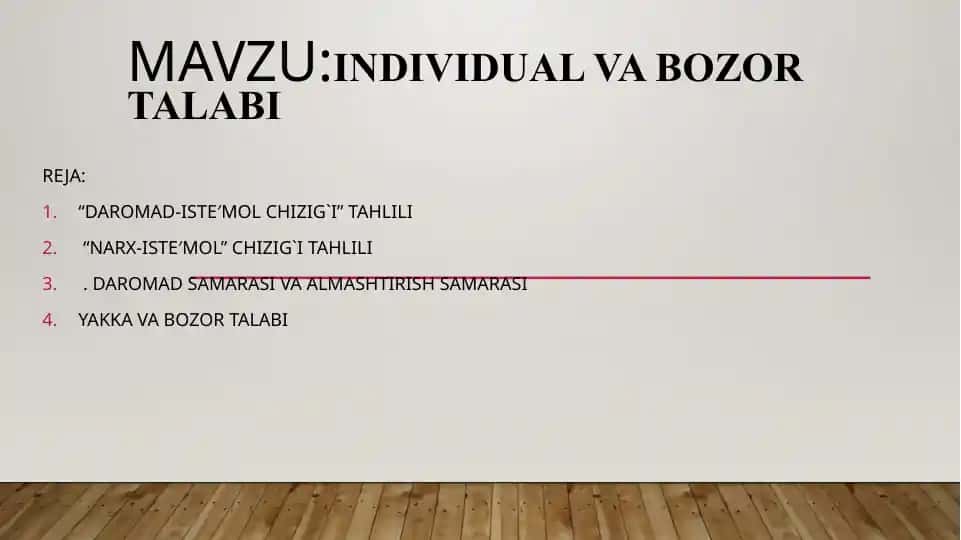 Individual va bozor talabi