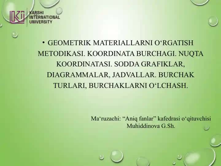 Geometrik materiallarni o‘rgatish metodikasi