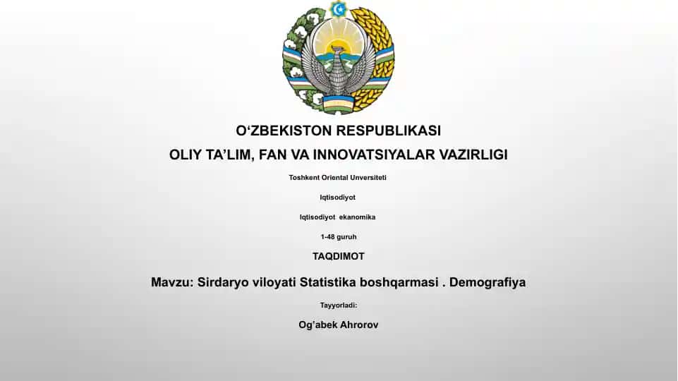 Sirdaryo viloyati Statistika boshqarmasi. Demografiya