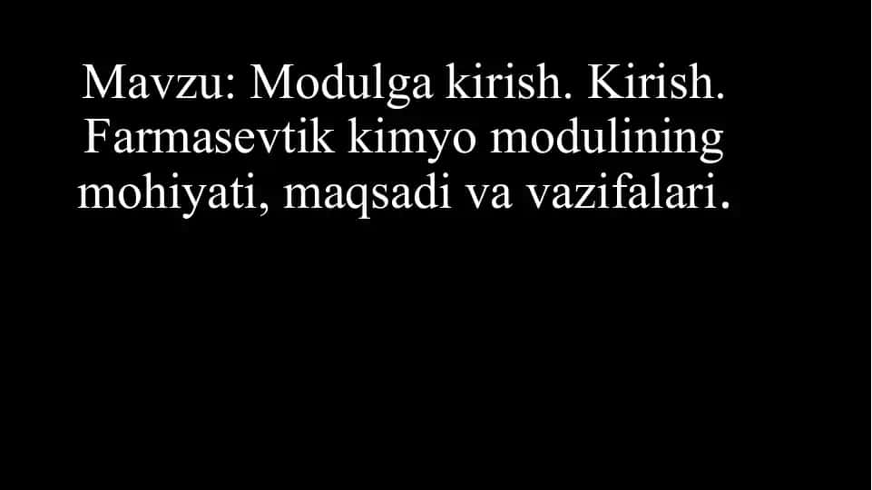 Farmatsevtik kimyo moduli
