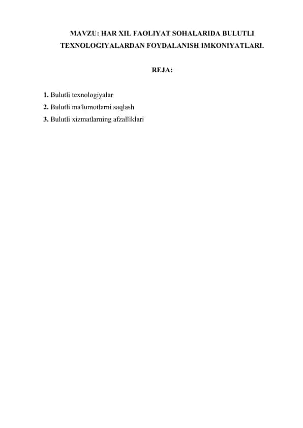Bulutli texnologiyalar