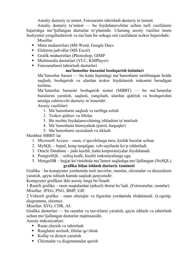 10-sinf informatika Amaliy dasturiy ta`minot. Fotosuratni tahrirlash dasturiy taʼminoti