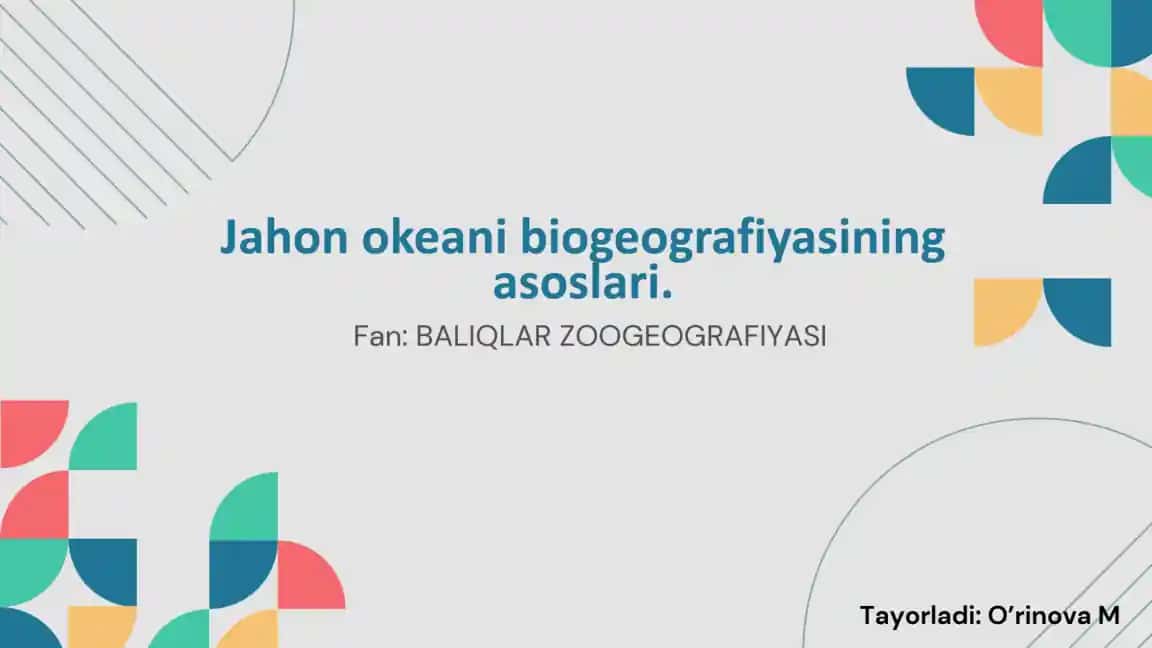 Jahon Okeanining Biogeografiyasi