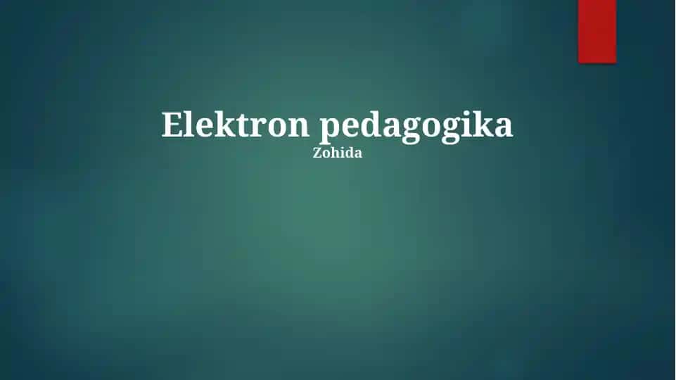 Elektron pedagogika