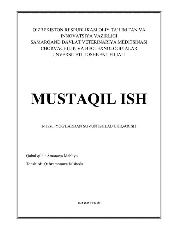 Yog'lar va sovun ishlash