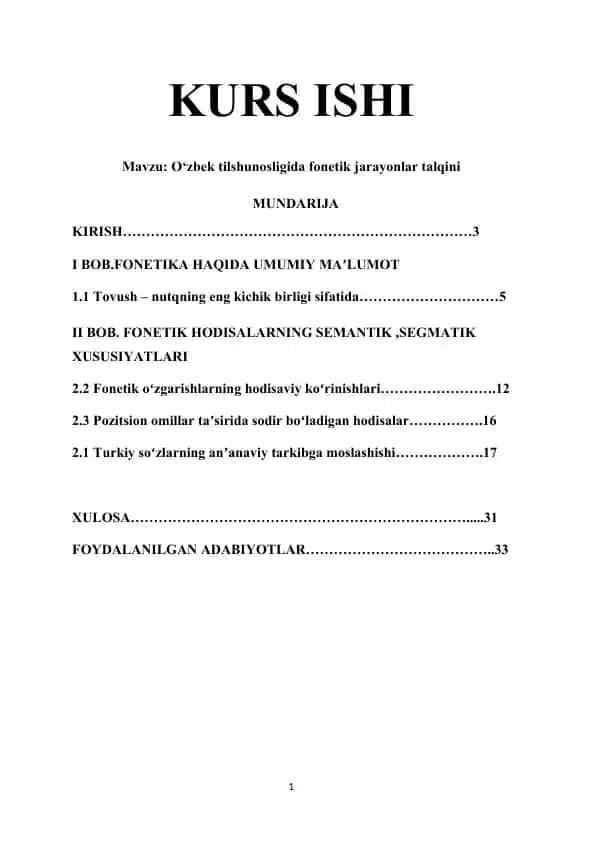 O‘zbek tilshunosligida fonetik jarayonlar talqini