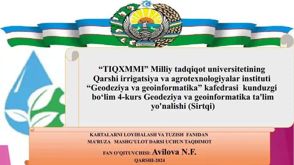 Kartalarni loyihalash va tuzish fanidan ma'ruza
