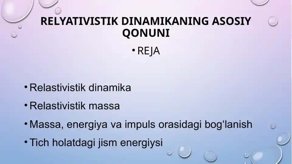 Relyativistik dinamikaning asosiy qonuni