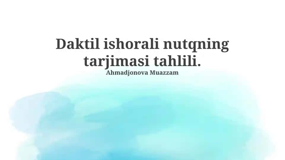 Ishora Tili Tarjimasi Tahlili