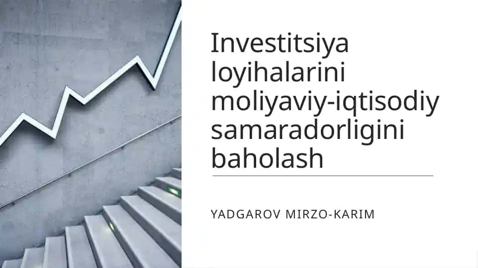 Investitsiya loyihalarini moliyaviy-iqtisodiy samaradorligini baholash
