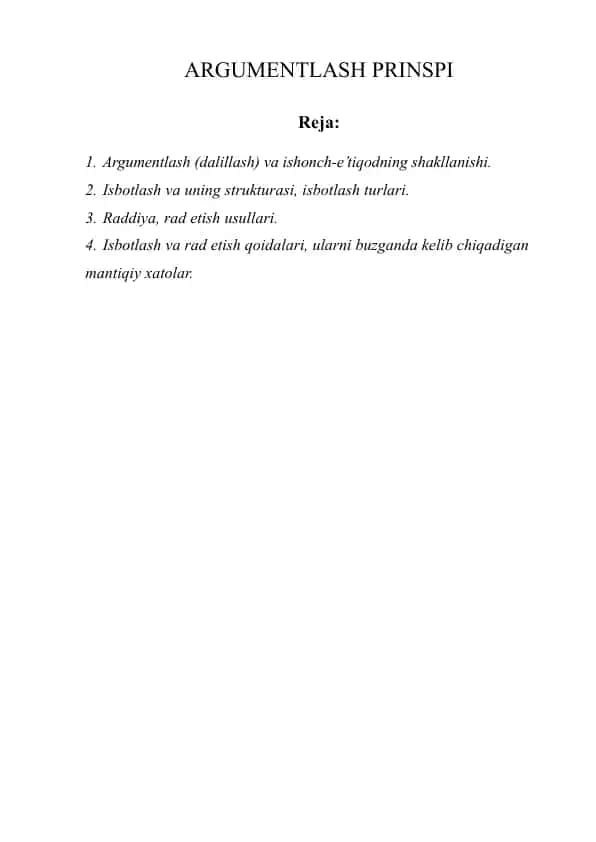 Argumentlash Prinsipi