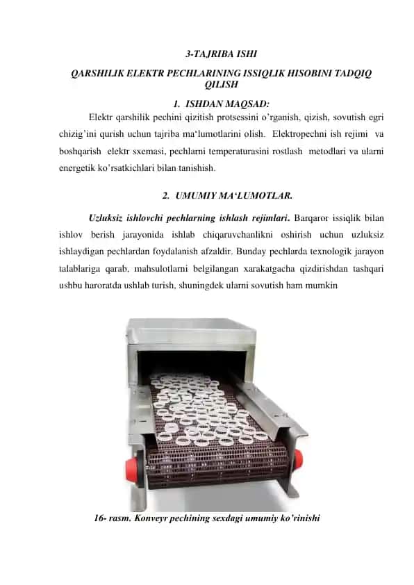 QARSHILIK ELEKTR PECHLARINING ISSIQLIK HISOBINI TADQIQ QILISH