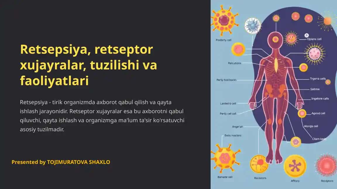 Retsepsiya, retseptor xujayralar, tuzilishi va faoliyatlari