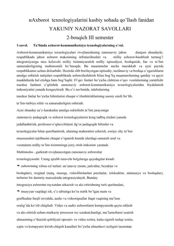 Axborot-Kommunikatsiya Texnologiyalari