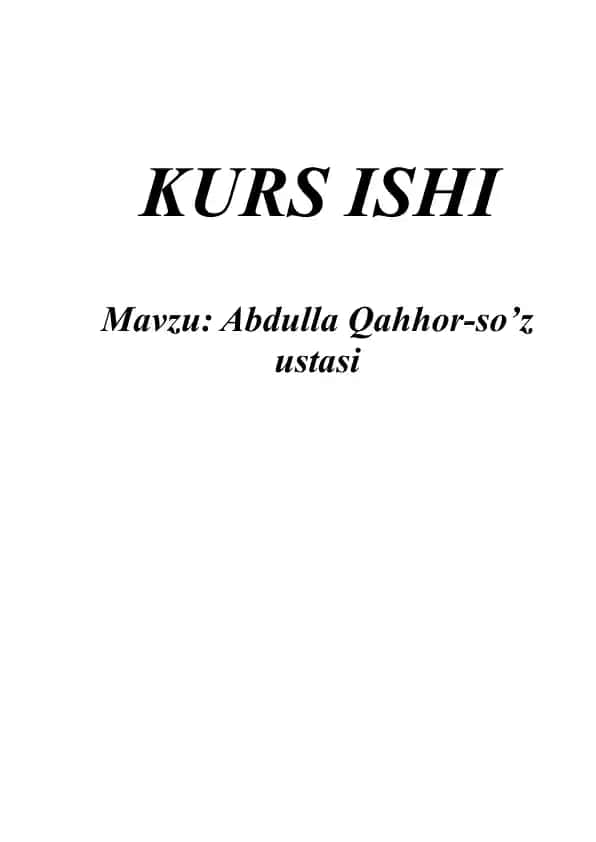 Abdulla Qahhor-so’z ustasi