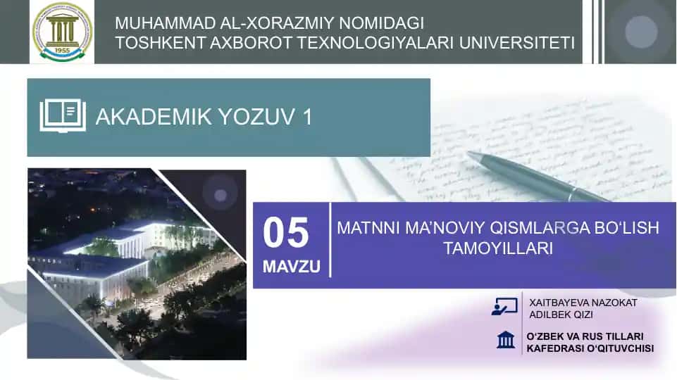 Matnni ma’nviy qismlarga bo‘lish tamoyillari