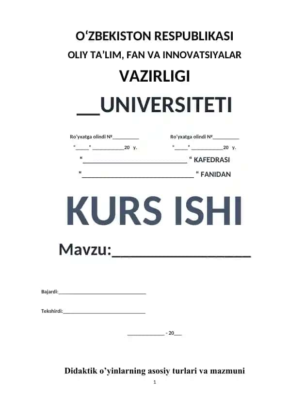 Didaktik o’yinlarning asosiy turlari va mazmuni