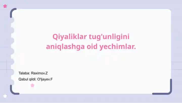 Qiya tugunlarini aniqlash yechimlari