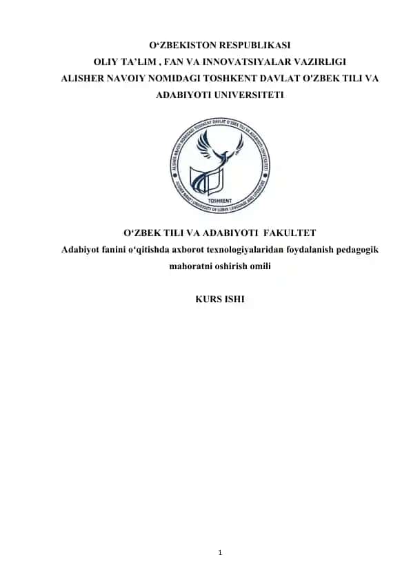 Adabiyot fanini oʻqitishda axborot texnologiyalaridan foydalanish pedagogik mahoratni oshirish omili