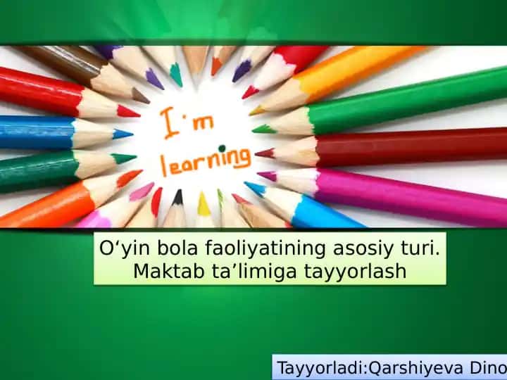 O'yin bola faoliyatining asosiy turi