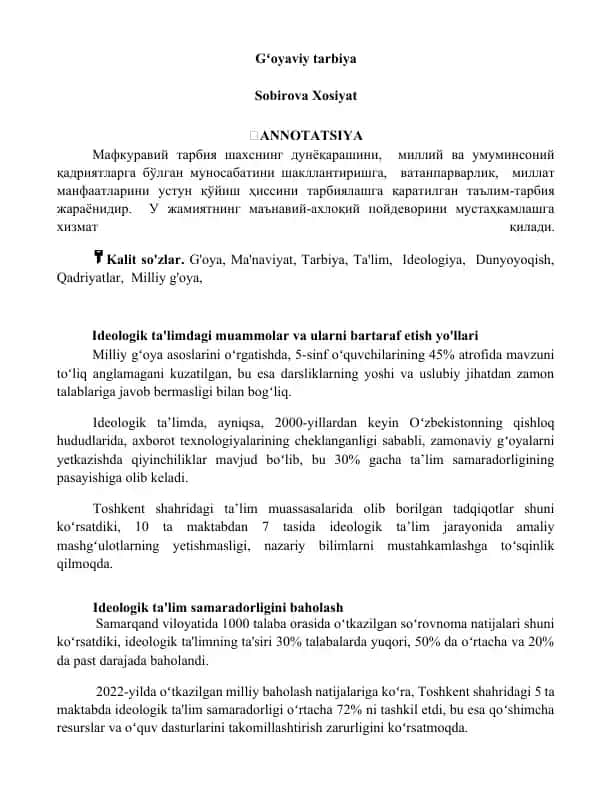 Gʻoyaviy tarbiya