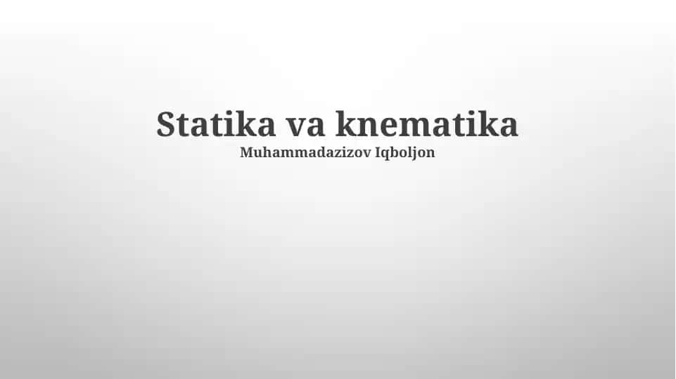 Statika va kinematika