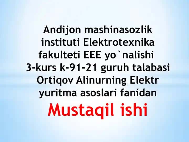 Egri chiziqli tavsifli asinxron motorning oʻtkinchi jarayoni