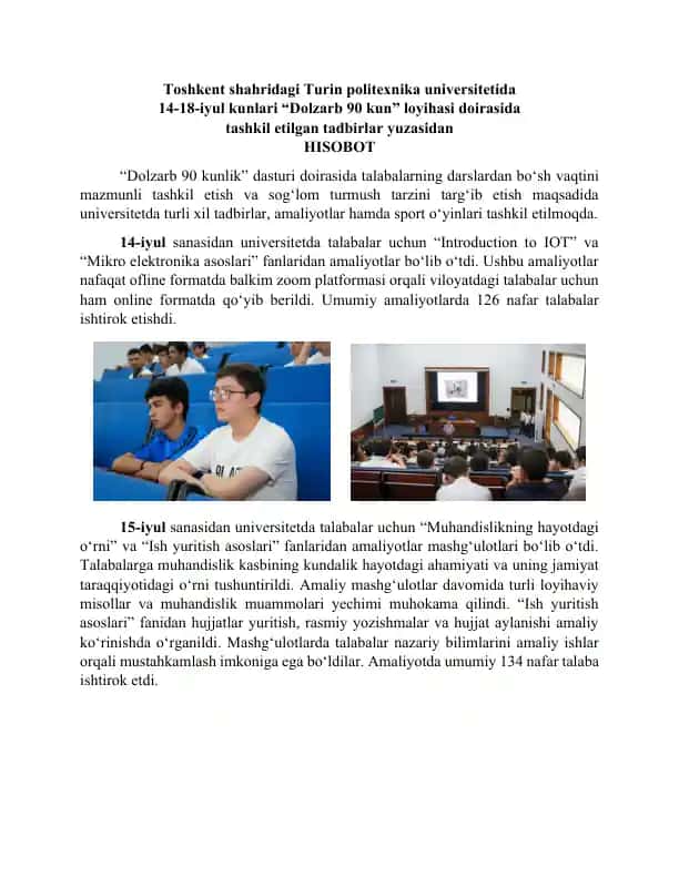 Dolzarb 90 kunlik dasturi tadbirlari