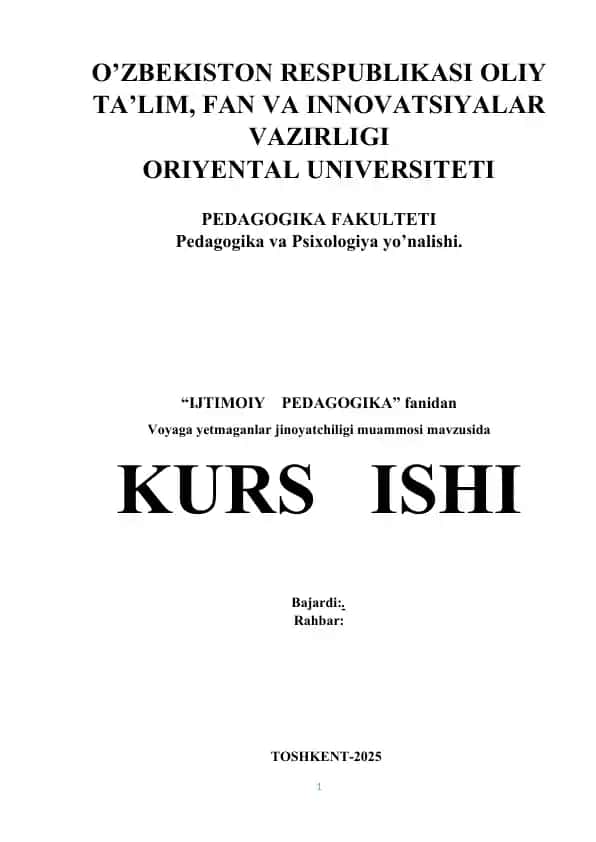 Voyaga yetmaganlar jinoyatchiligi muammosi