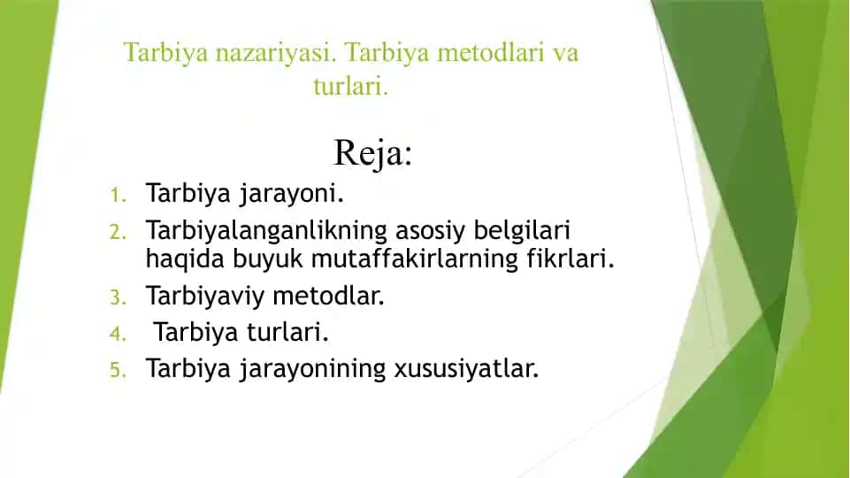 Tarbiyanazariyasi va Tarbiyametodlari