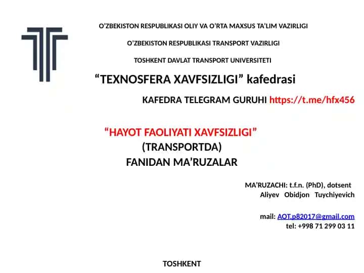 MEHNAT MUHOFAZASINING HUQUQIY VATASHKILIYASOSLARI