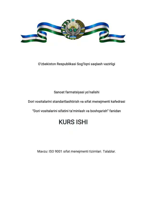 ISO 9001 sifat menejmenti tizimlari