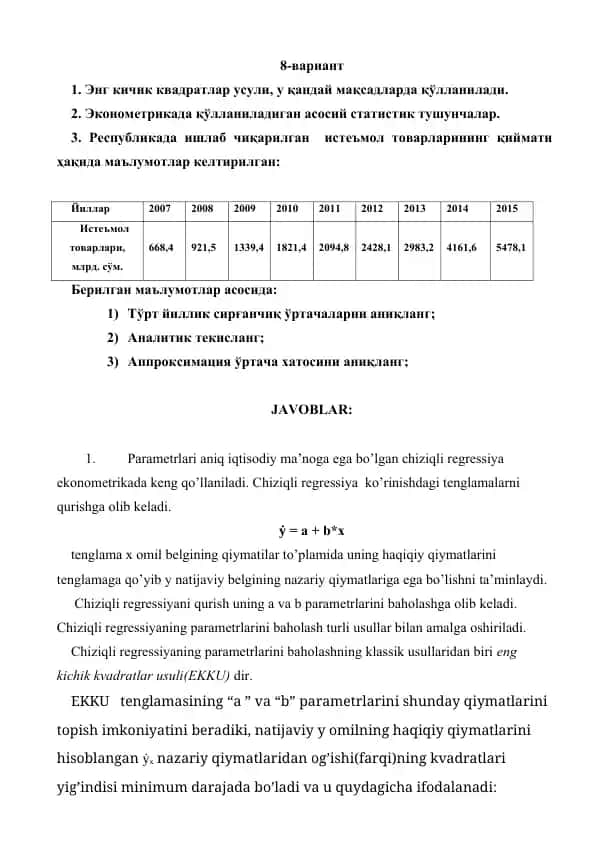 Ekonometrika analizi