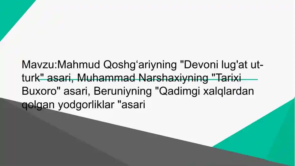 Mahmud Qoshg'ariyning "Devonilug'atut-turk" asari
