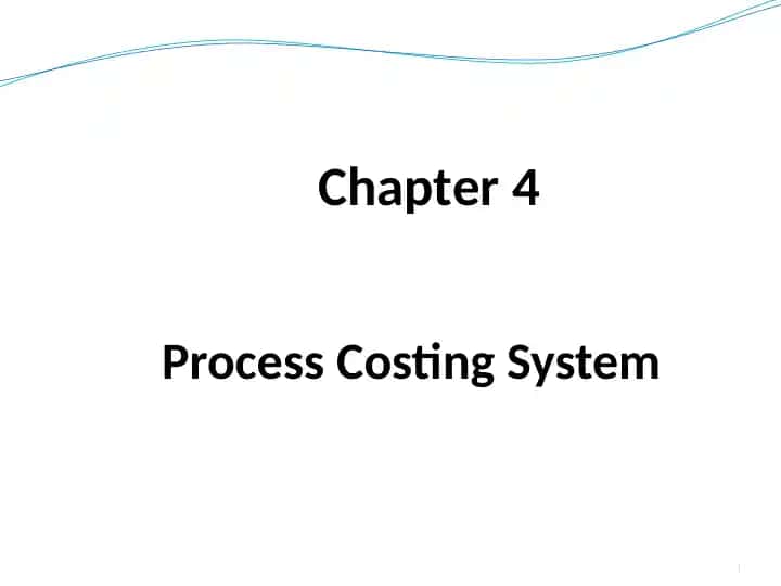 Process Costing System