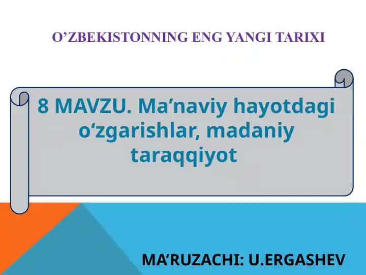 O’ZBEKISTONning eng yangi tarixi