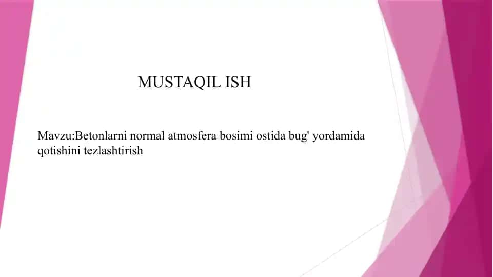 Betonlarni normal atmosfera bosimi ostida qotish
