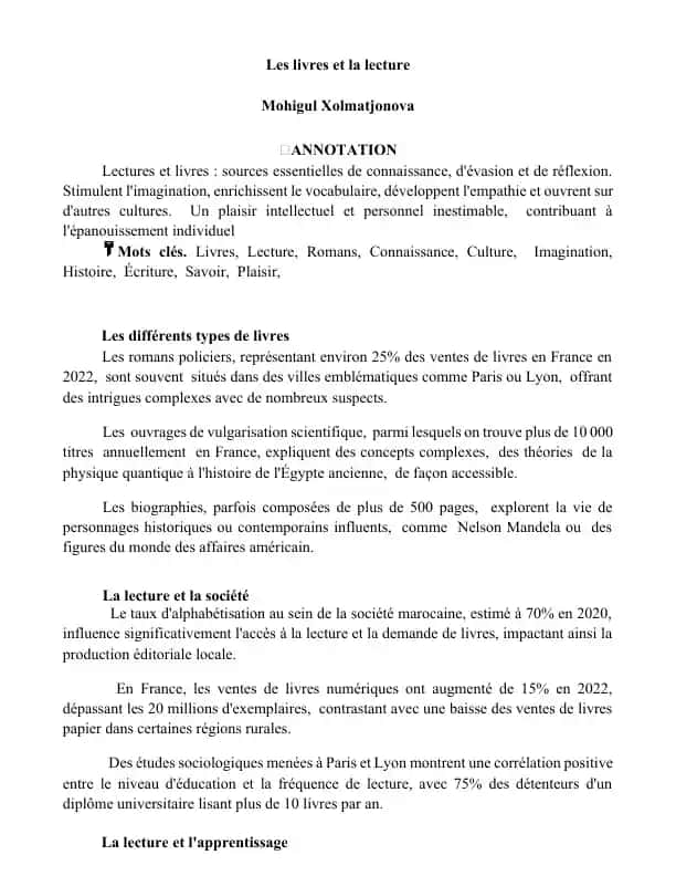 Les livres et la lecture
