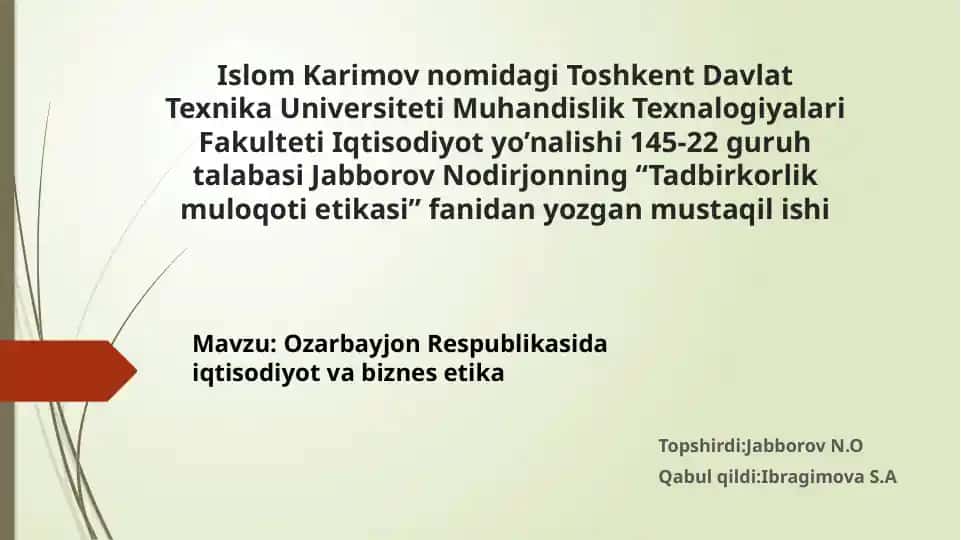 Tadbirkorlik muloqot etikasi
