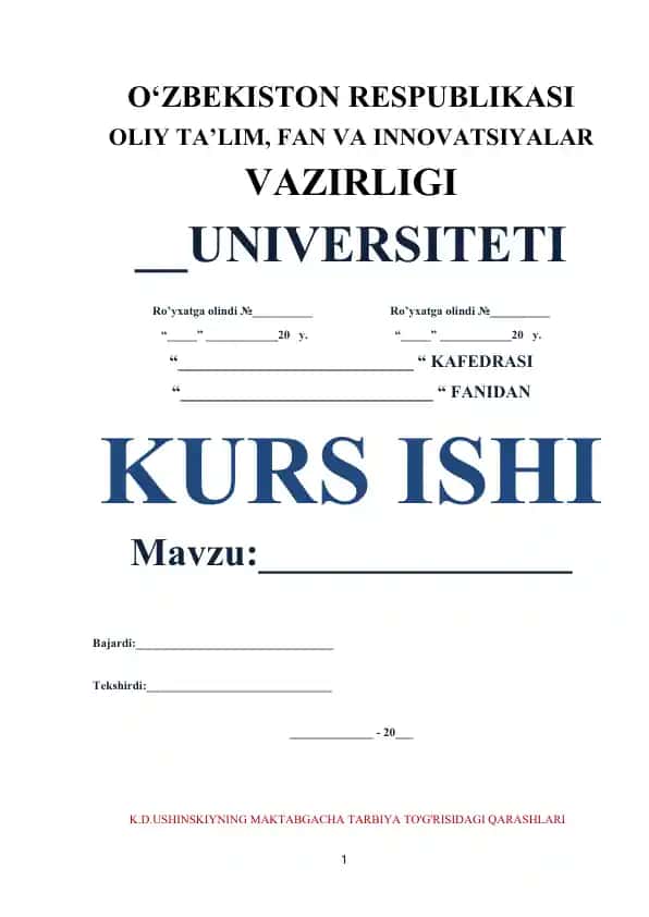 K.D. Ushinskiyning maktabgacha tarbiya to‘g‘risidagi qarashlari