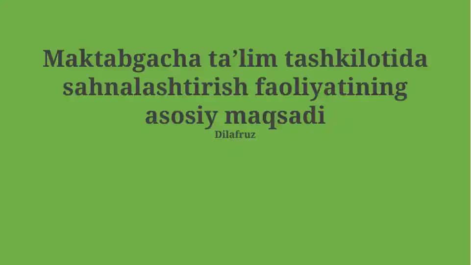 Sahnalashtirish faoliyati