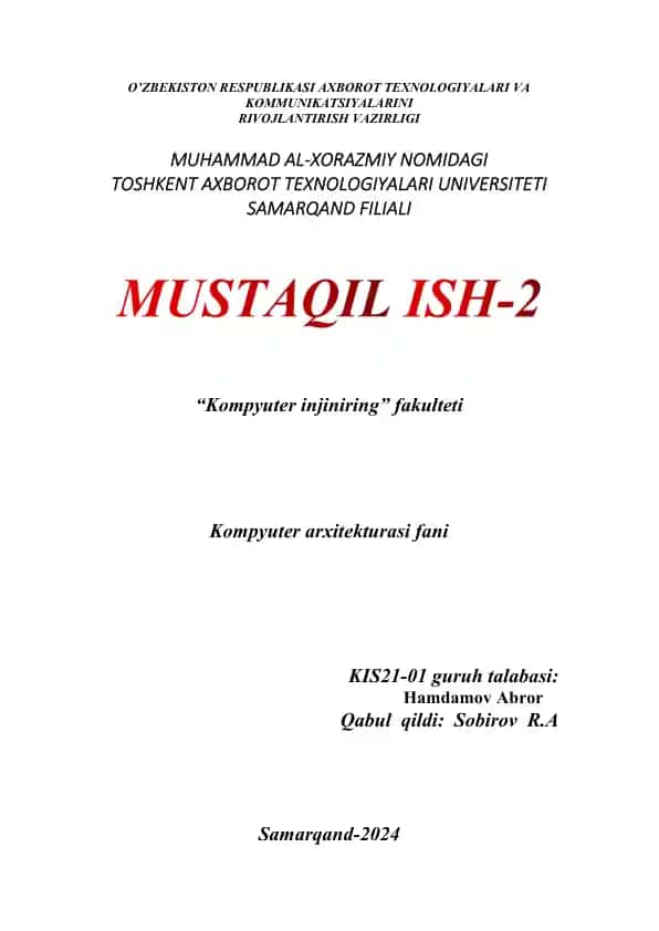 Parallel kompyuterlarning arxitekturasi va ishlash tamoyillari