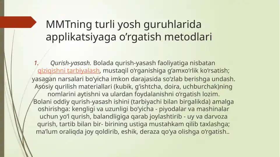 Applikatsiyaga O'rgatish Metodlari